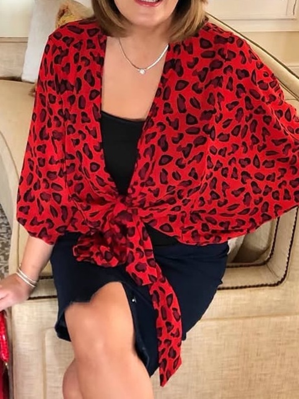 Colleen Lopez Animal Print Front Tie Kimono
